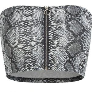 Snake Print Bandeau Tube Crop Top